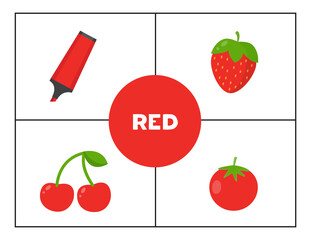 Learning basic primary colors for children. Red.
