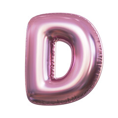 Pink metallic balloon font 3d rendering, letter D