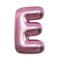 Pink metallic balloon font 3d rendering, letter E