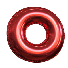 Pink metallic balloon font 3d rendering, letter O