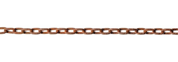 Old metal chain. Rusty chain, isolated on white
