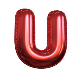 Pink metallic balloon font 3d rendering, letter U