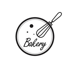 Bakery logo design. Bakery sign vector. Whisk logo design.