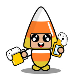 halloween candy mascot costume illustration cute cartoon character holding beer