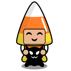 halloween candy mascot costume illustration cute cartoon character riding a black pet