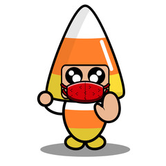 halloween candy mascot costume illustration cute cartoon character wearing mask