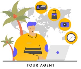 Flat vector illustration travel agency concept