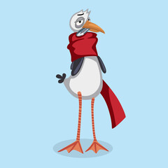 Сute seagull flu and fever character illustration