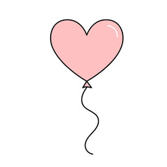 Fototapeta na wymiar Heart shaped balloon. Wedding decorations. Doodle vector illustration