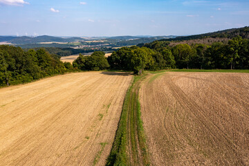 Fototapeta na wymiar The landscape between Hesse and Thuringia at Herleshausen in Germany
