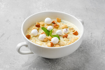 Sweet bulgur porridge in a bowl.