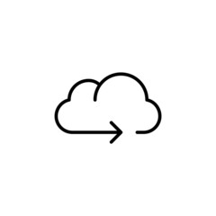 Cloud storage with moving arrow icon. Upload to cloud server or synchronisation. Pixel perfect, editable stroke.