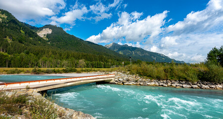 Fototapeta premium Die Geschiebefalle am Lech in Hornberg, Tirol