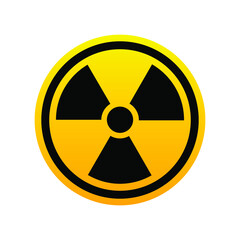 Fototapeta premium Radiation hazard icon. Alert about radioactive threat yellow round sign isolated on white background. Vector illustration