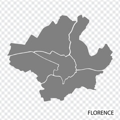 Obraz premium High Quality map of Florence is a city The Italy, with borders of the regions. Map Florence capital of Tuscany region your web site design, app, UI. EPS10.