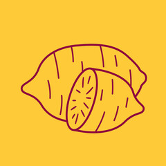 Sweet Potato vector. Sweet Potato on yellow background. Sweet Potato icon.