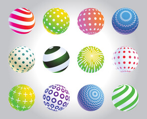 Colorful designer balls vector element set