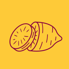 Sweet Potato vector. Sweet Potato on yellow background. Sweet Potato icon.