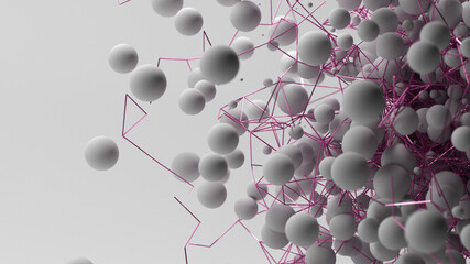 Abstract 3D illustration. Neural networks and artifical intelligence. Modern abstract technology background