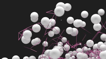 Abstract 3D illustration. Neural networks and artifical intelligence. Modern abstract technology background