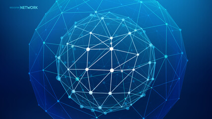 Technology sphere, cloud network. Abstract technology science background. Sphere shield protect. Global network and cloud technology. World education concept. EPS 10. © RDVector