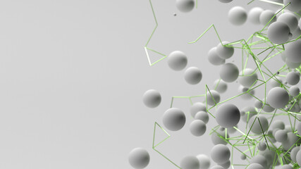 Abstract 3D illustration. Neural networks and artifical intelligence. Modern abstract technology background