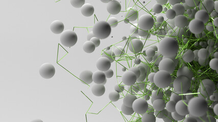 Abstract 3D illustration. Neural networks and artifical intelligence. Modern abstract technology background