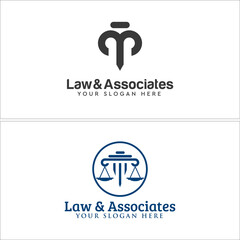 Fototapeta na wymiar Attorney law pillar scale logo design 