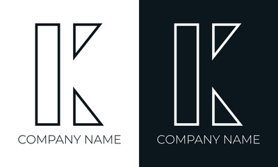 Initial letter k logo vector design template. Creative modern trendy k typography and black colors.