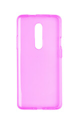 silicone, transparent, protective phone case with a pink shade on the front sides. on a white background