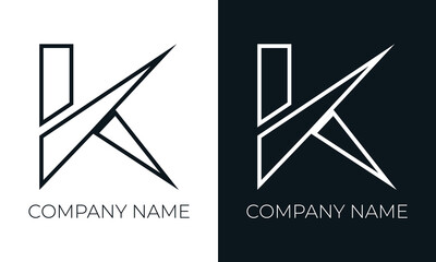 Initial letter k logo vector design template. Creative modern trendy k typography and black colors.