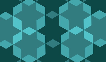  Deep teal and aqua color stars on a blue ice background