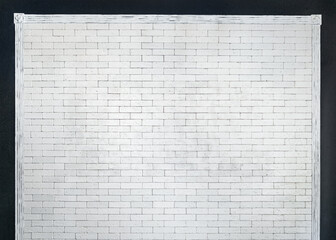 White brick wall framed by baguette. Seamless background and texture. Perimeter black wall