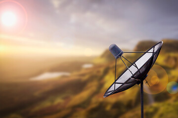 satellite dish on mountain background Use it to make advertisements, flyers