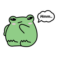 The frog pondered sticker. Emotion 