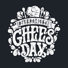 International chef&rsquo;s day vector text. Calligraphic Lettering design card template. Calligraphic handmade lettering.