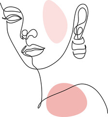 Woman Line art minimal portrait.  Female Logo symbol of cosmetics