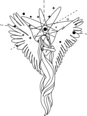 Woman Line drawing vector. Pregnant woman and motherhood Line art, Continuous line Pregnant woman International mother's day Simple hand drawn vector illustration