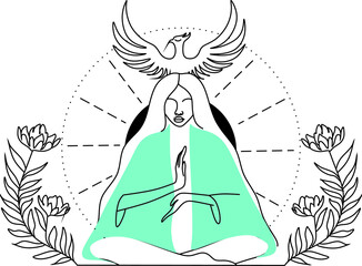 Woman Line drawing vector. Pregnant woman and motherhood Line art, Continuous line Pregnant woman International mother's day Simple hand drawn vector illustration