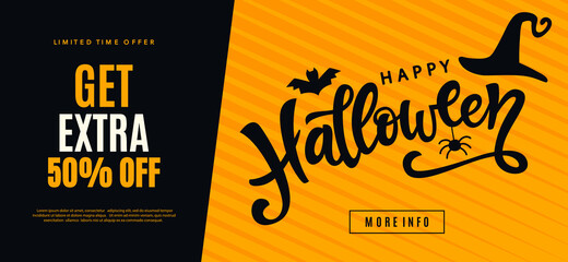 Happy Halloween sale web banner template