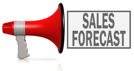 Sales forecast word with red megaphone