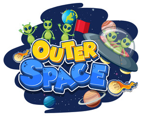 Outer Space logo with aliens and ufo