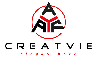 triangle badge with circle AAF letter  logo design vector, business logo, icon shape logo, stylish logo template