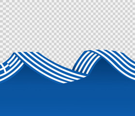 Long waving flag of Greece isolated  on png or transparent  background,Space for images,text, Symbols of Greece , template for banner,card,promote, ads, web design,poster, vector illustration