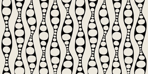 Seamless geometric pattern with waves and bubbles