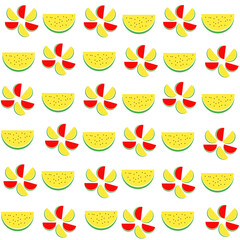 Seamless Pattern Design of Yellow Fresh and Slice of Watermelon