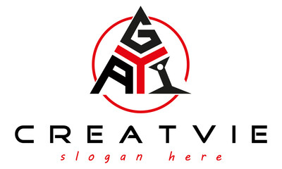 triangle badge with circle AGI letter  logo design vector, business logo, icon shape logo, stylish logo template