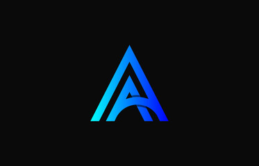 combination of gradient blue color alphabet letter A with A, AA logo design