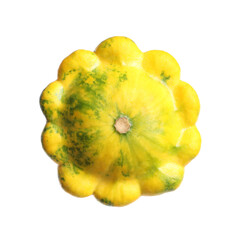 Fresh ripe yellow pattypan squash isolated on white