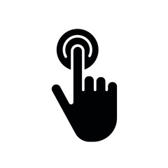 Finger touch glyph icon. Vector fill black illustration.
